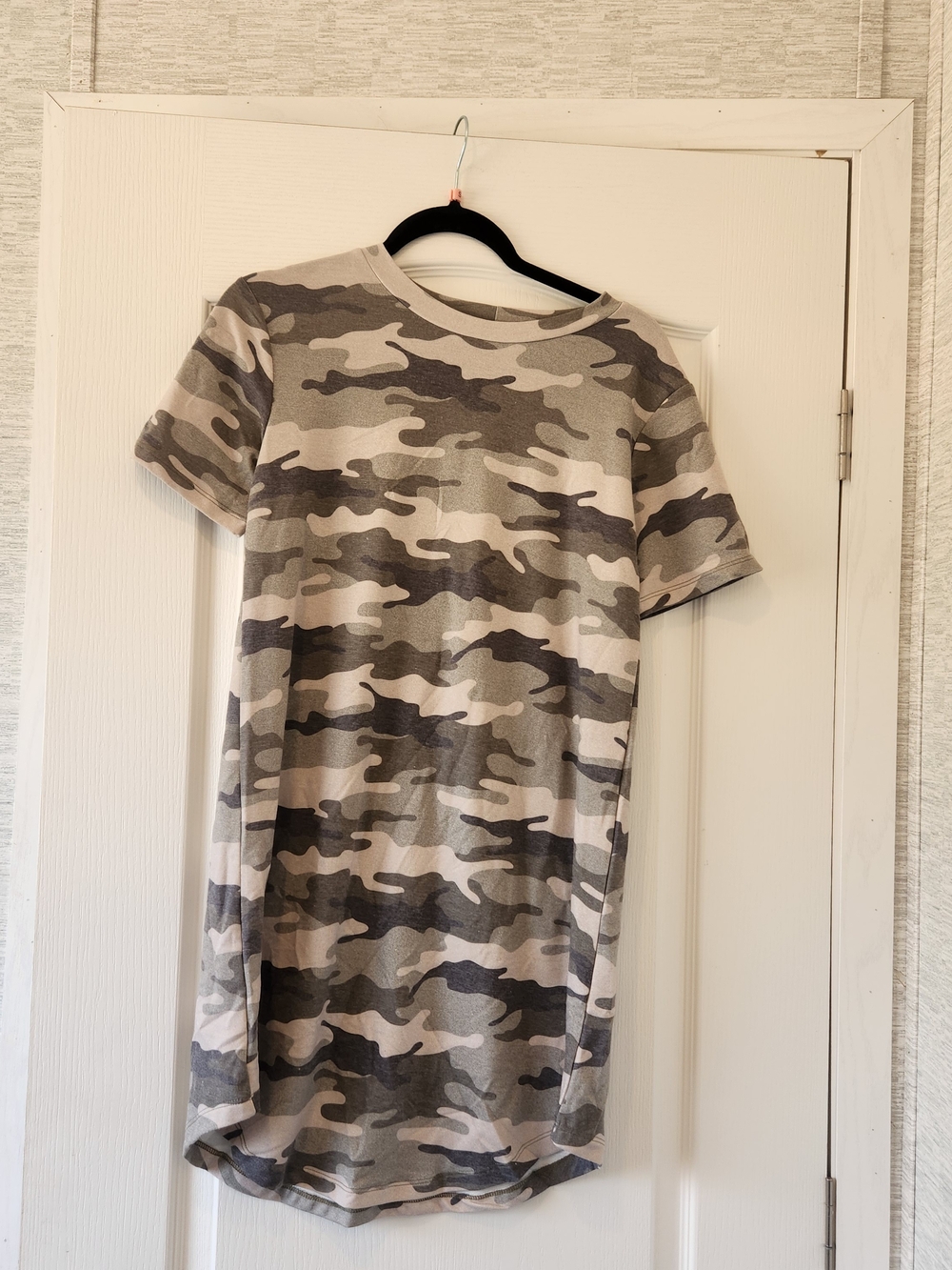 Yelete Women's Camo Midi Dress in Gray S Euc